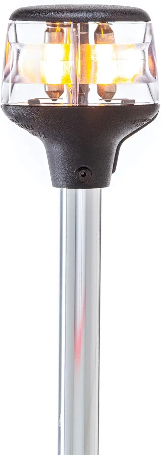 Attwood 7202-P-7 Lightarmor Folding 20-Inch Incandescent 3 Nautical Mile Masthead/Anchor Light, Silver, One Size