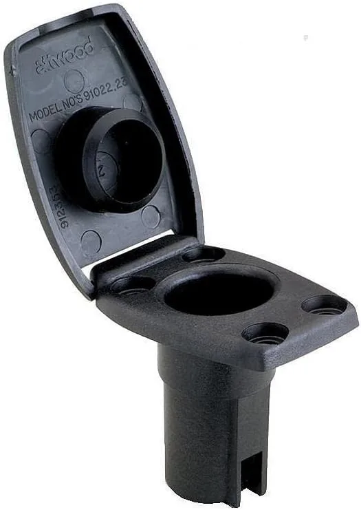 Attwood 91022-7 Oval 2-Pin Base for Angled Pole Light, Black