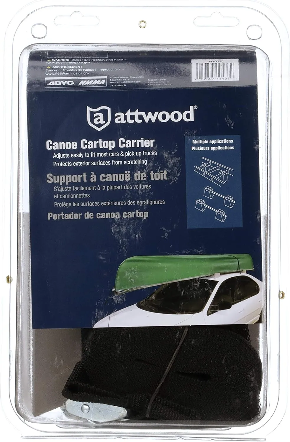 Attwood Car-Top Carrier Kit with Foam Blocks, Straps and Rope