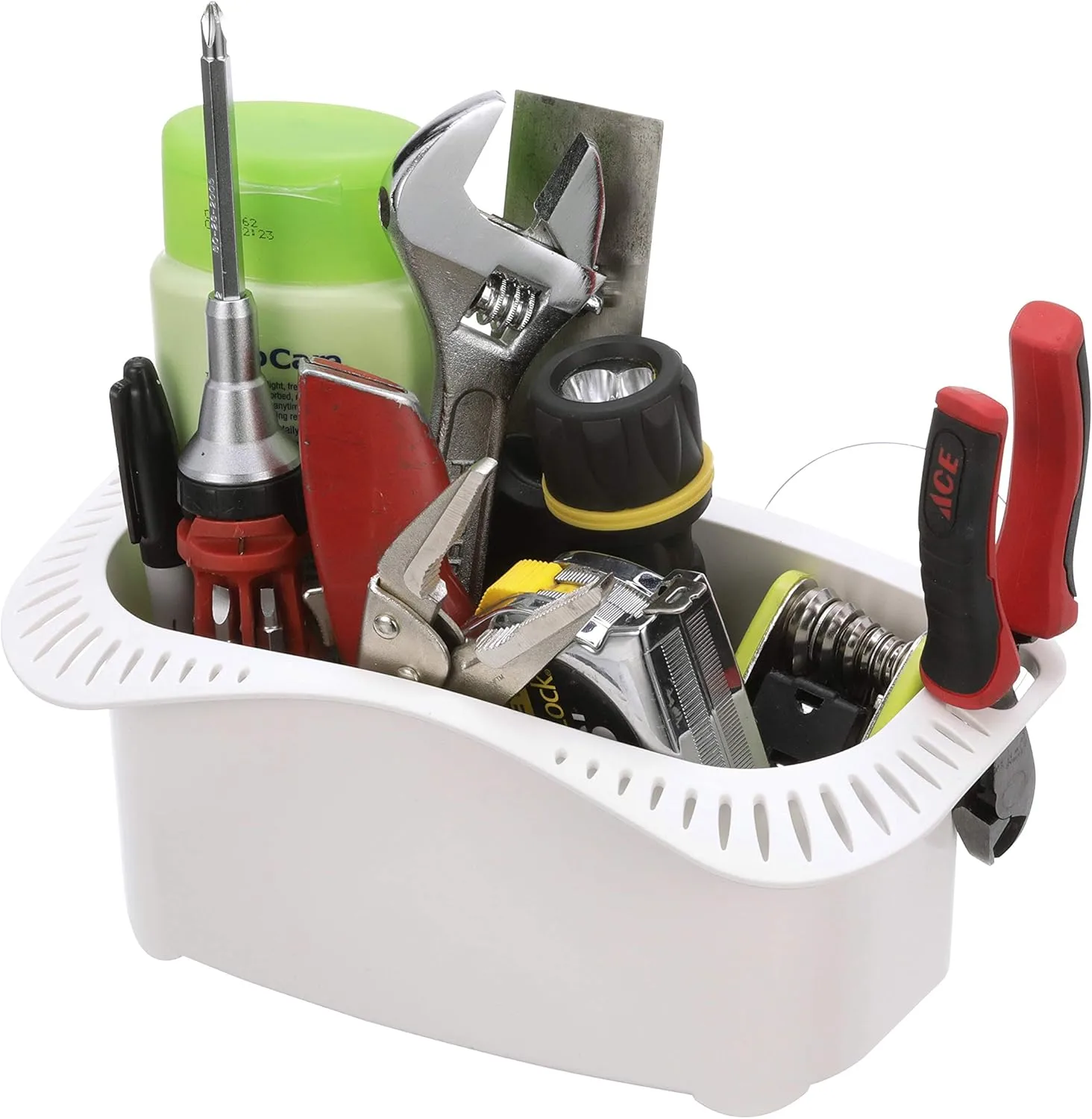 Attwood 11849-2 Cockpit Caddy, Holds Fishing Gear and Personal Items, Slots for Over 22 Lures, White Plastic