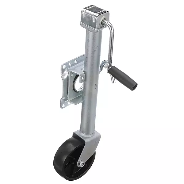 Attwood 11127-4 Fold-Up Trailer Jack, 1,000-Pound Capacity, 10-Inch Travel Lift, 24-Inch Lift, Single Wheel