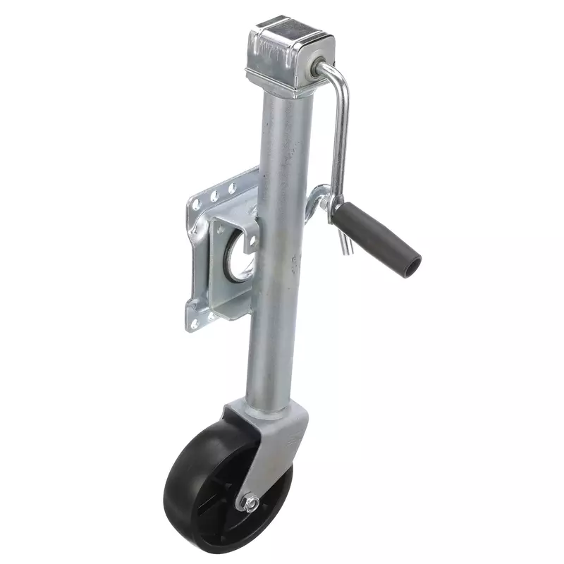 Attwood 11127-4 Fold-Up Trailer Jack, 1,000-Pound Capacity, 10-Inch Travel Lift, 24-Inch Lift, Single Wheel