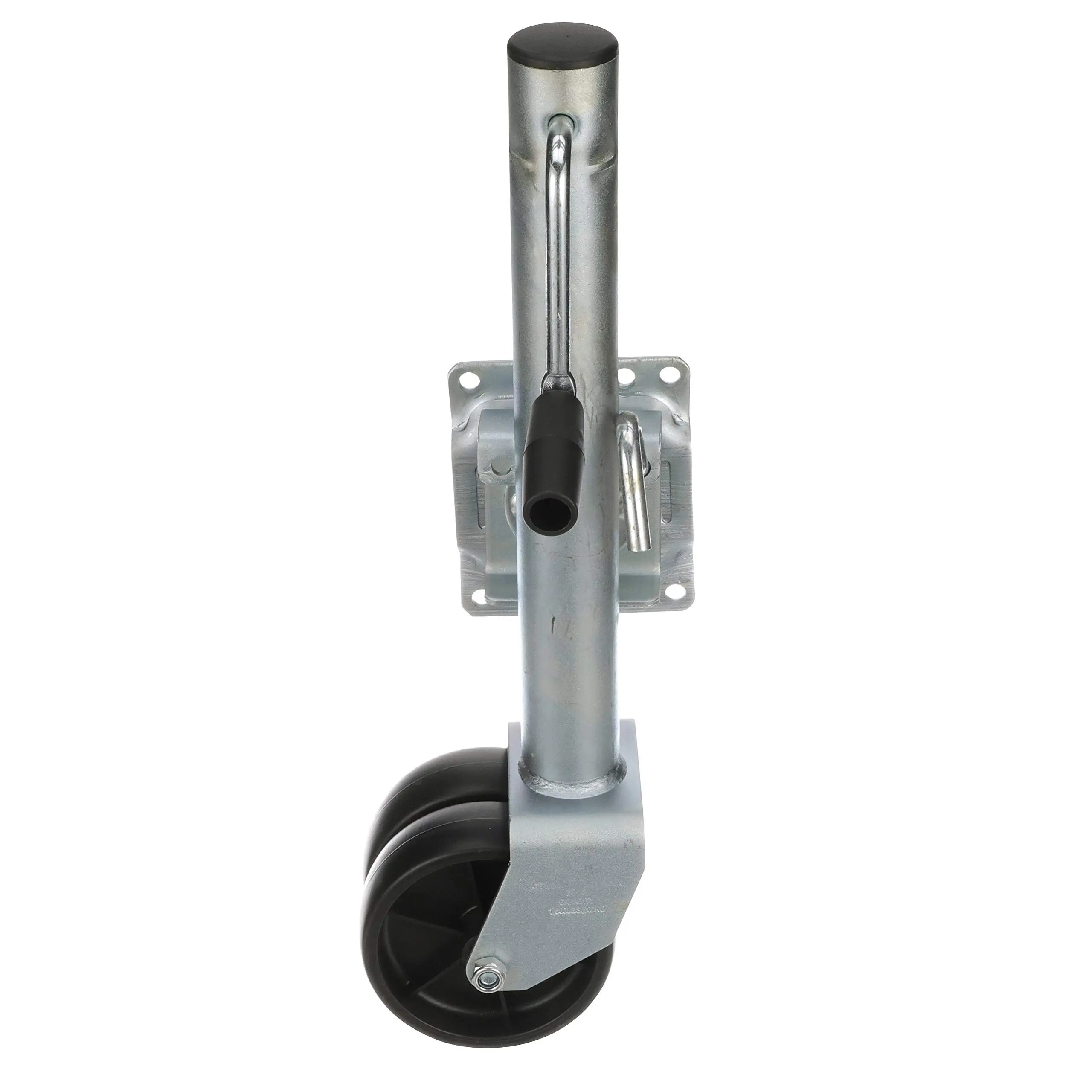 Attwood 11126-4 Fold-Up Trailer Jack, 1,500-Pound Capacity, 12-Inch Travel Lift, 26-Inch Lift, Dual Wheels