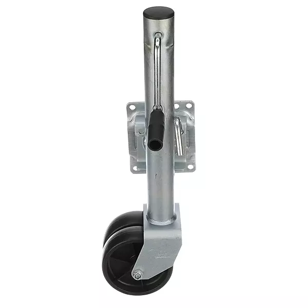 Attwood 11126-4 Fold-Up Trailer Jack, 1,500-Pound Capacity, 12-Inch Travel Lift, 26-Inch Lift, Dual Wheels