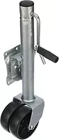 Attwood 11126-4 Fold-Up Trailer Jack, 1,500-Pound Capacity, 12-Inch Travel Lift, 26-Inch Lift, Dual Wheels
