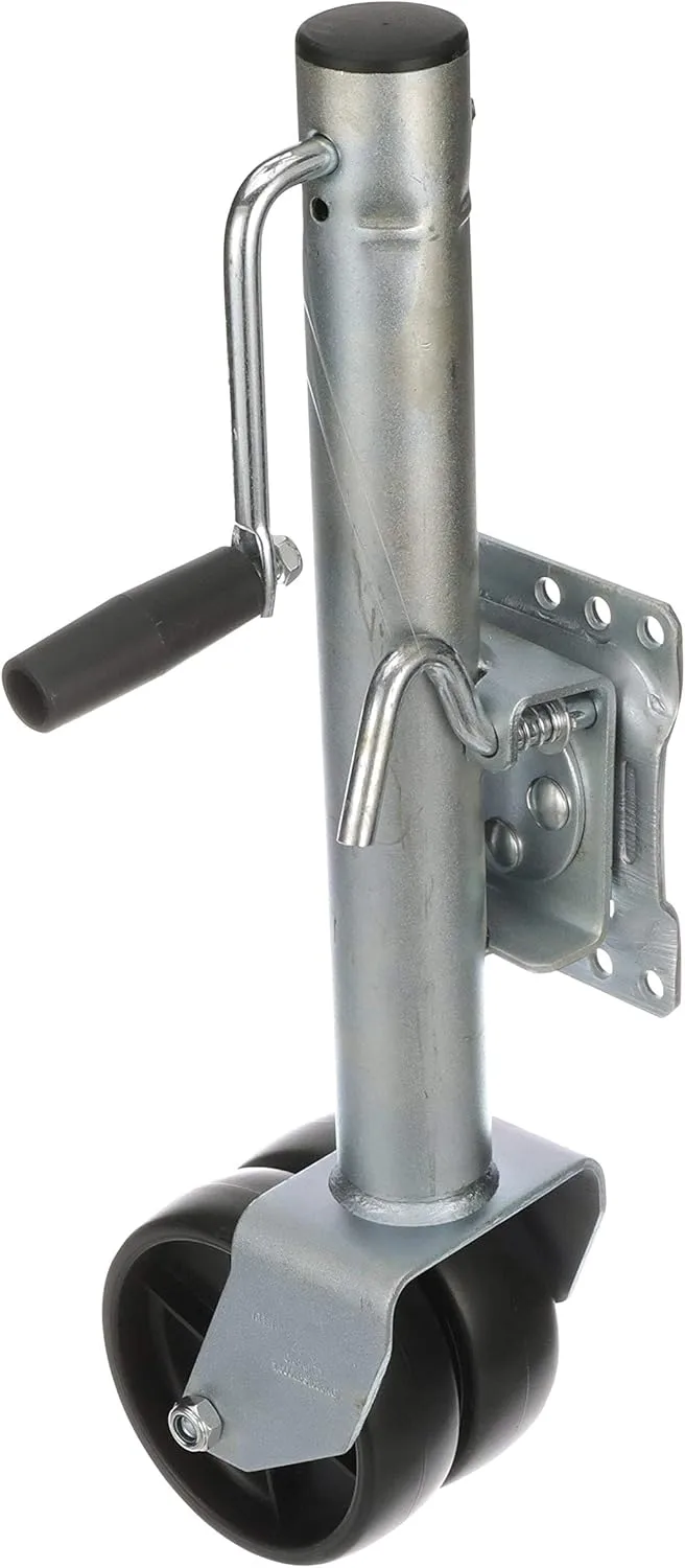 Attwood 11126-4 Fold-Up Trailer Jack, 1,500-Pound Capacity, 12-Inch Travel Lift, 26-Inch Lift, Dual Wheels