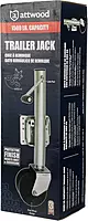 Attwood 11126-4 Fold-Up Trailer Jack, 1,500-Pound Capacity, 12-Inch Travel Lift, 26-Inch Lift, Dual Wheels