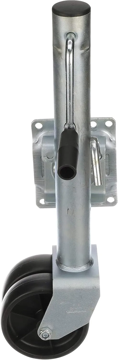 Attwood 11126-4 Fold-Up Trailer Jack, 1,500-Pound Capacity, 12-Inch Travel Lift, 26-Inch Lift, Dual Wheels