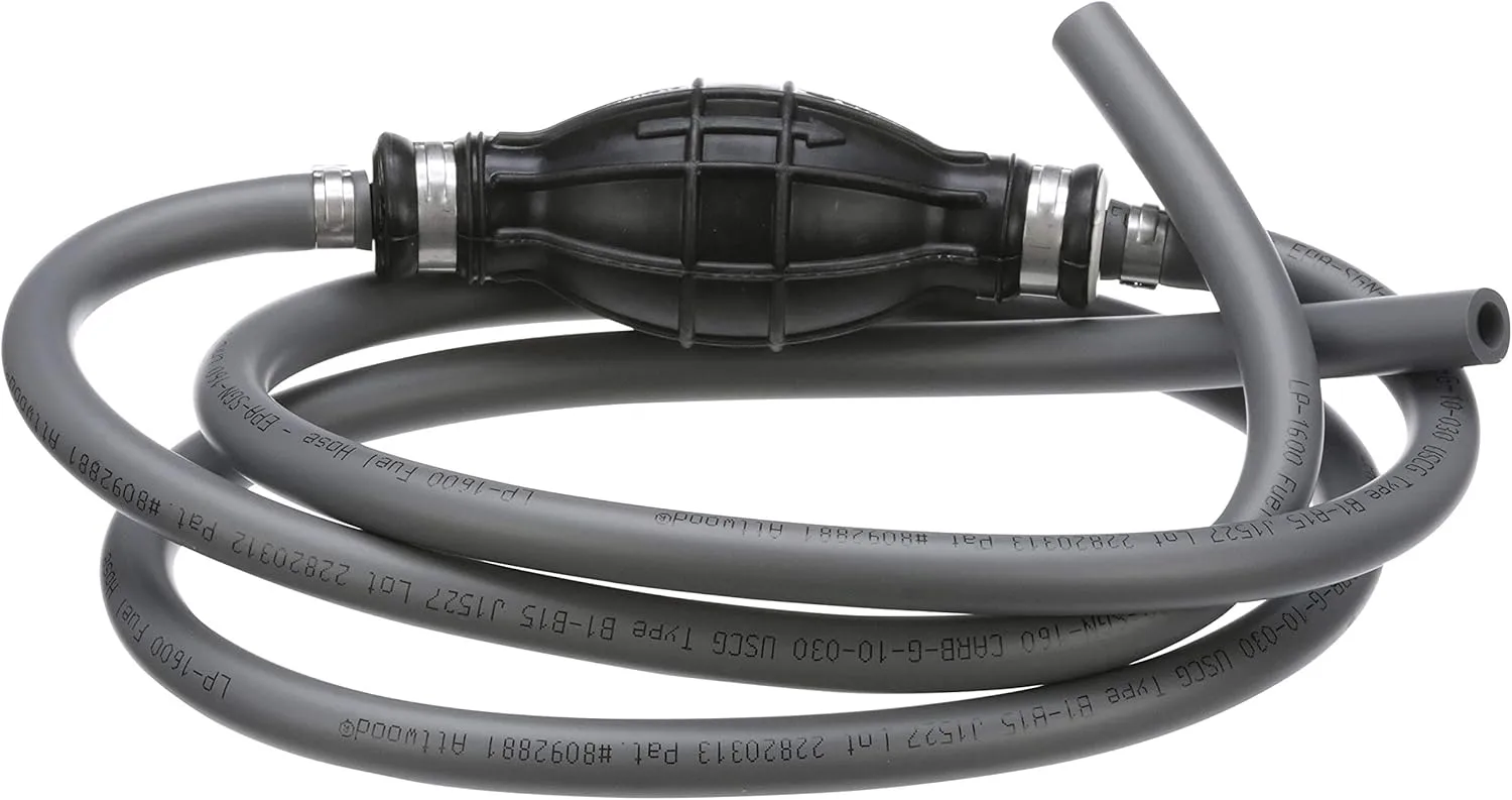 Attwood 951606ULP7 Universal Fuel Line Kit, 6 Feet Long, 5/16-Inch Diameter, Multi-Layer Low-Permeation Primer Bulb
