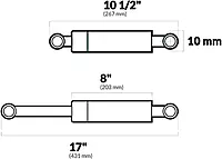 attwood Lift Gas Spring Standard Output Force: 40 lbs, Size: 0.81" H x 2.12" W x 22.5" D, Extended Length: 17.2"