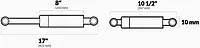 attwood Lift Gas Spring Standard Output Force: 40 lbs, Size: 0.81" H x 2.12" W x 22.5" D, Extended Length: 17.2"