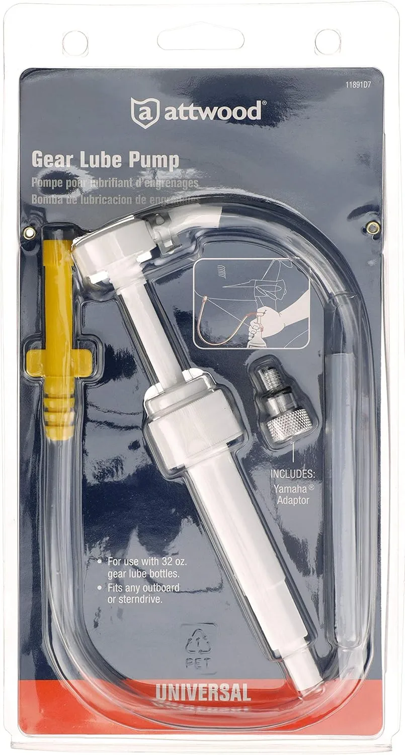 Attwood 11891D7 Gear Lube Pump, for Use with 32-Ounce Gear Lube Bottle, Universal Fit, Includes 1 Yamaha Adapter One Size