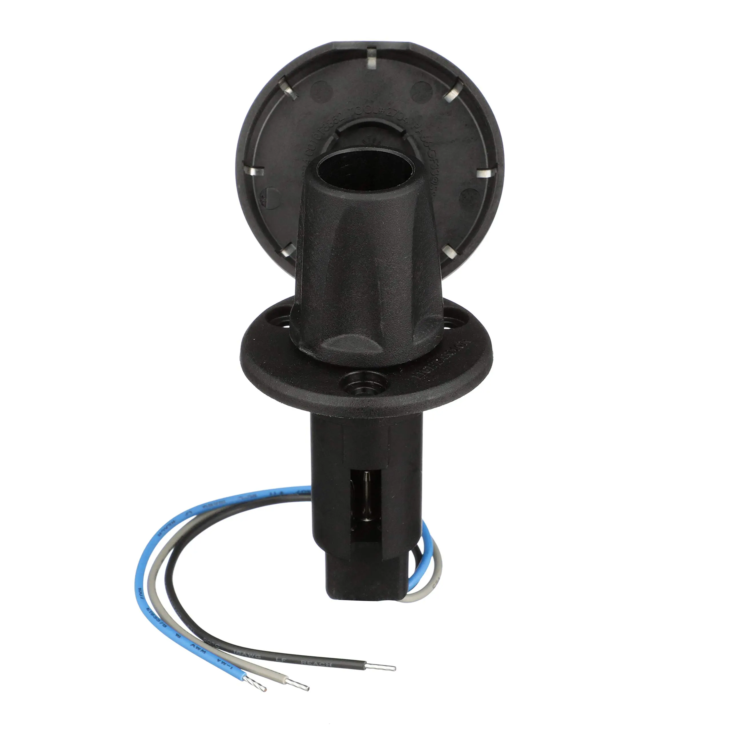 Attwood 910R3PSB-7 LightArmor™ 910R Series Round Plug-In Light Base — for All-Around Pole Light, 3-Pin, Black Stainless Cover