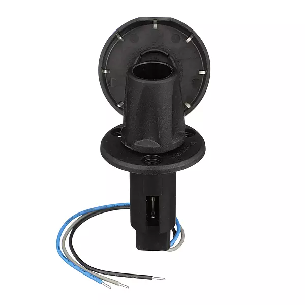 Attwood 910R3PSB-7 LightArmor™ 910R Series Round Plug-In Light Base — for All-Around Pole Light, 3-Pin, Black Stainless Cover