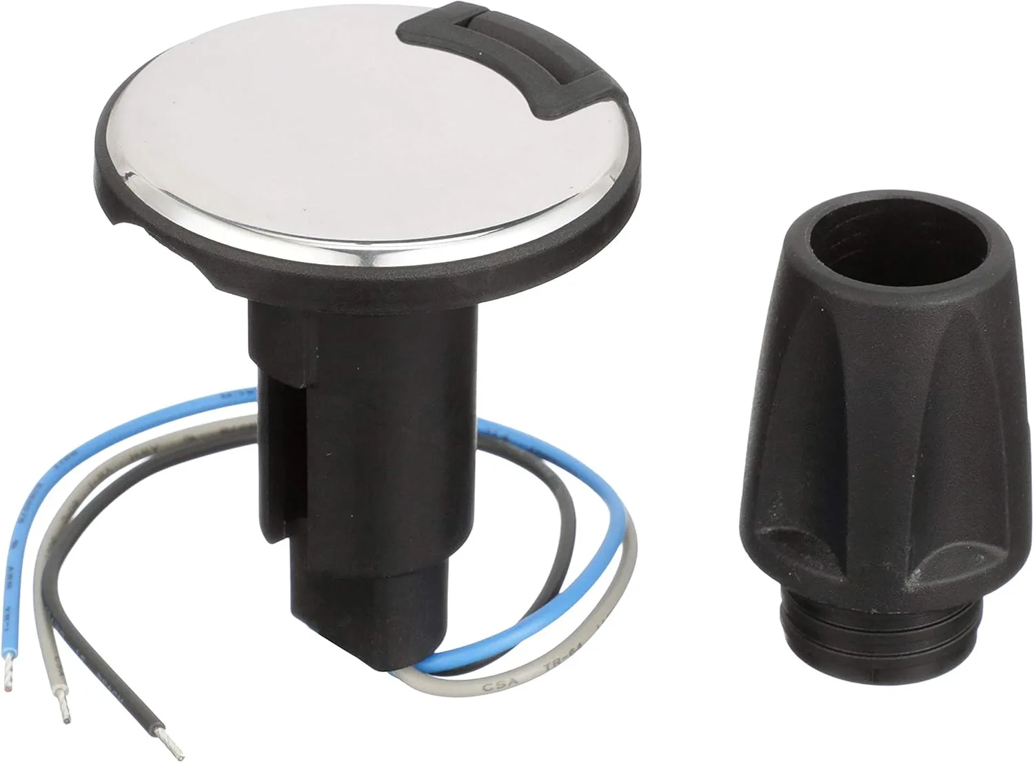 Attwood 910R3PSB-7 LightArmor™ 910R Series Round Plug-In Light Base — for All-Around Pole Light, 3-Pin, Black Stainless Cover