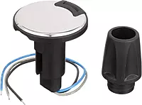 Attwood 910R3PSB-7 LightArmor™ 910R Series Round Plug-In Light Base — for All-Around Pole Light, 3-Pin, Black Stainless Cover