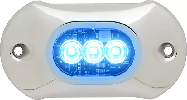 attwood 66UW03B-7 Lightarmor Ultra-Bright 3-LED HPX 1,350 Lumen Underwater Light, Sapphire Blue, 4-inch