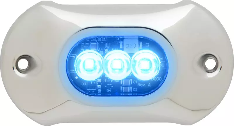 attwood 66UW03B-7 Lightarmor Ultra-Bright 3-LED HPX 1,350 Lumen Underwater Light, Sapphire Blue, 4-inch