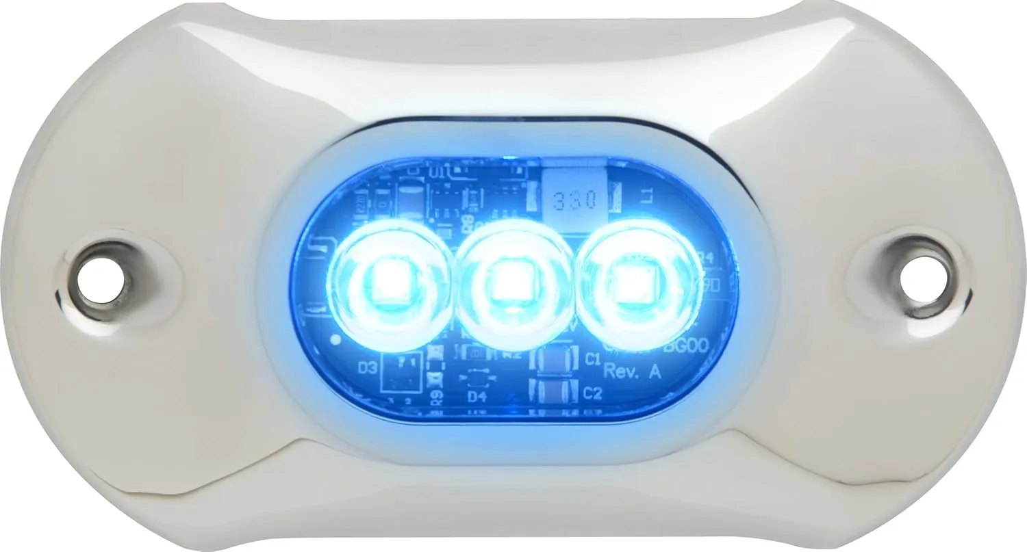attwood 66UW03B-7 Lightarmor Ultra-Bright 3-LED HPX 1,350 Lumen Underwater Light, Sapphire Blue, 4-inch