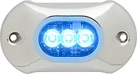 attwood 66UW03B-7 Lightarmor Ultra-Bright 3-LED HPX 1,350 Lumen Underwater Light, Sapphire Blue, 4-inch