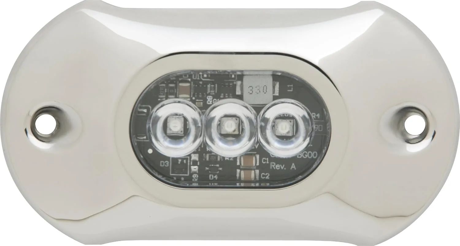 attwood 66UW03B-7 Lightarmor Ultra-Bright 3-LED HPX 1,350 Lumen Underwater Light, Sapphire Blue, 4-inch