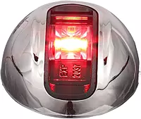 Attwood NV3012SSR-7 LightArmor 2-Mile Vertical Surface Mount Navigation Light, Red LED Lighting, Round Stainless Housing