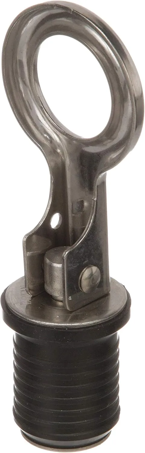 Attwood 7520A3 Snap-Handle Drain Plug, for 1-Inch-Diameter Drains, Locks in Place, Steel Handle, Rubber Plug