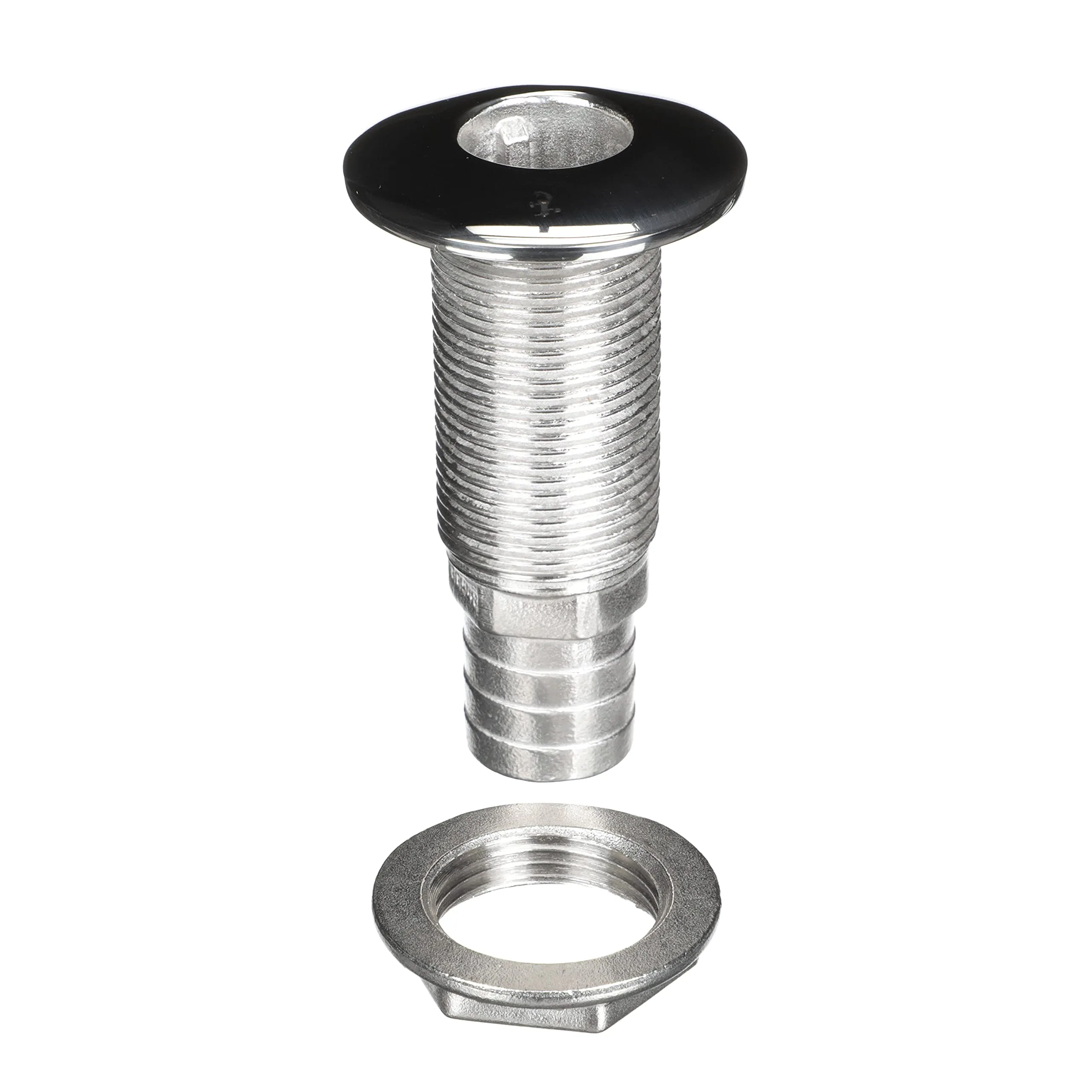 Attwood 66548-3 Stainless Steel Barbed Standard Length Straight Thru-Hull, 1-Inch