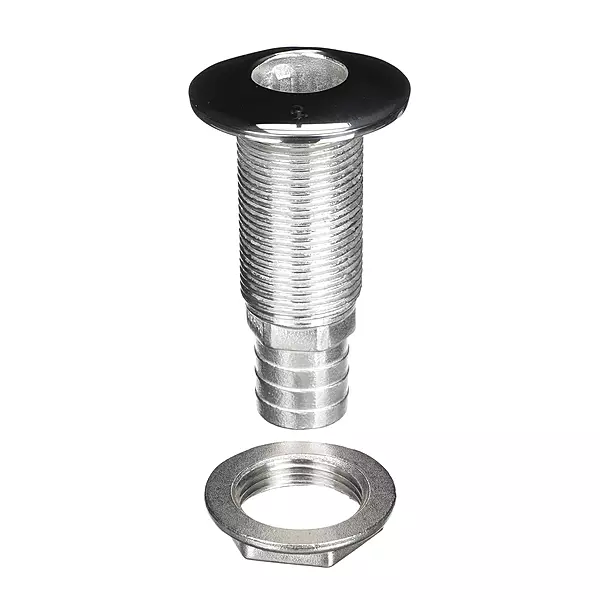 Attwood 66548-3 Stainless Steel Barbed Standard Length Straight Thru-Hull, 1-Inch