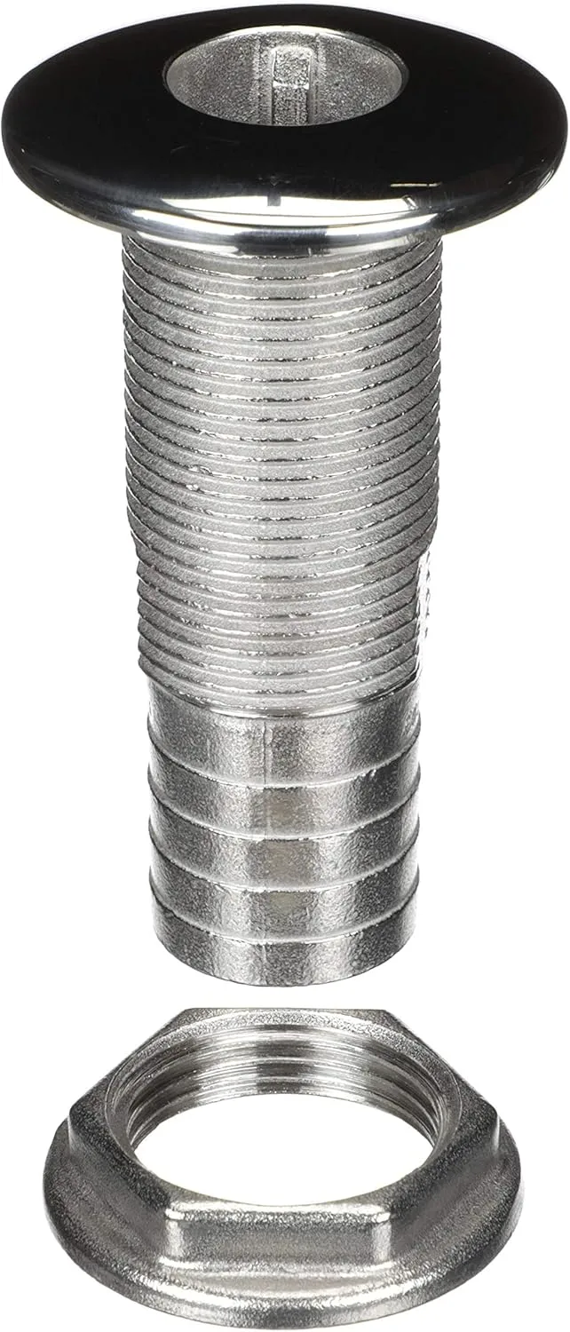 ATTWOOD Stainless Steel Straight Barbed Thru-Hull (Standard Thread)