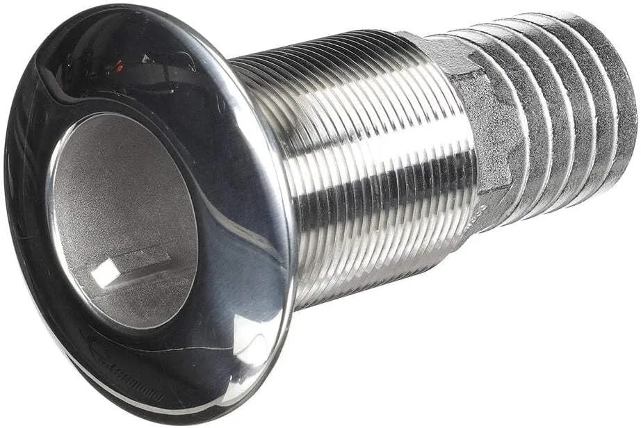 Attwood 66551-3 Stainless Steel Barbed Standard Length Straight Thru-Hull, 1 1/2-Inch