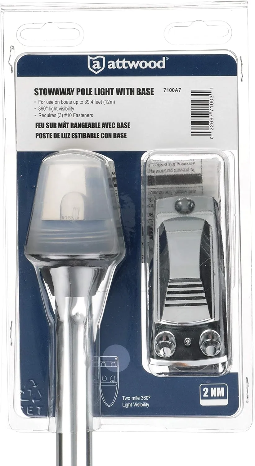 ATTWOOD Stowaway Light w/2-Pin Plug-In Base - 12V - 2-Mile