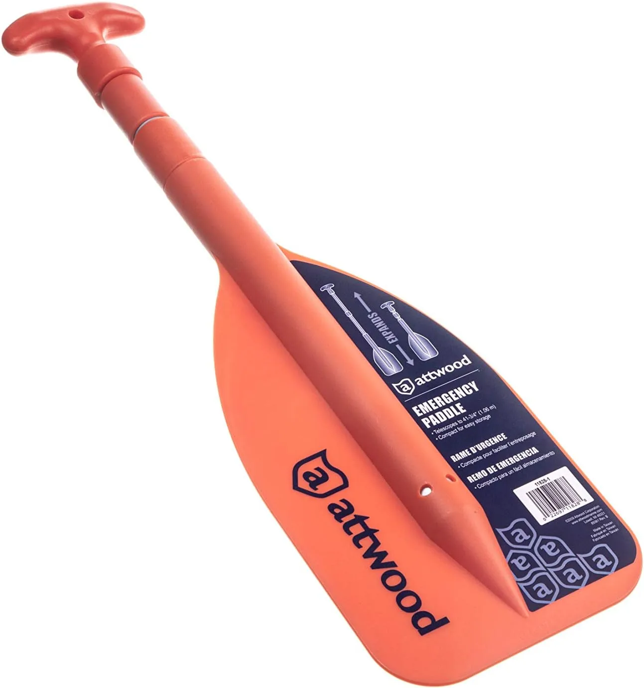 Attwood Emergency Telescoping Paddle for Boating, Orange Paddle 20 Inch to 42 Inch