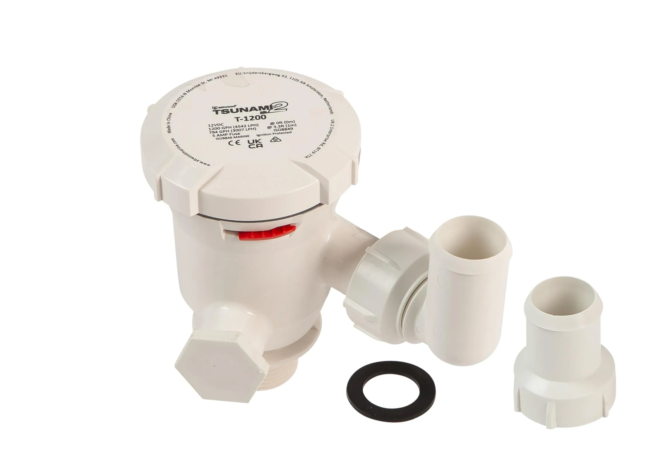 Attwood 5663-4 Tsunami Mk2 1200 GPH Aerator Pump, 12 Volt, 1" NPT Inlet, White