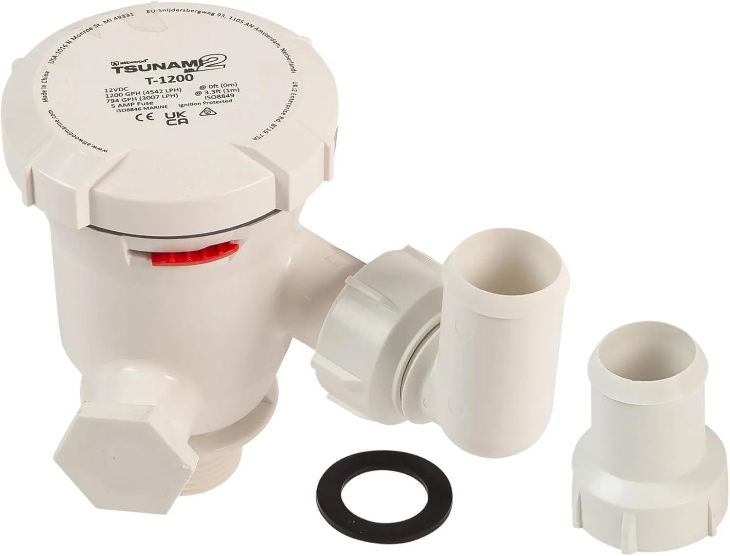 Attwood 5663-4 Tsunami Mk2 1200 GPH Aerator Pump, 12 Volt, 1" NPT Inlet, White