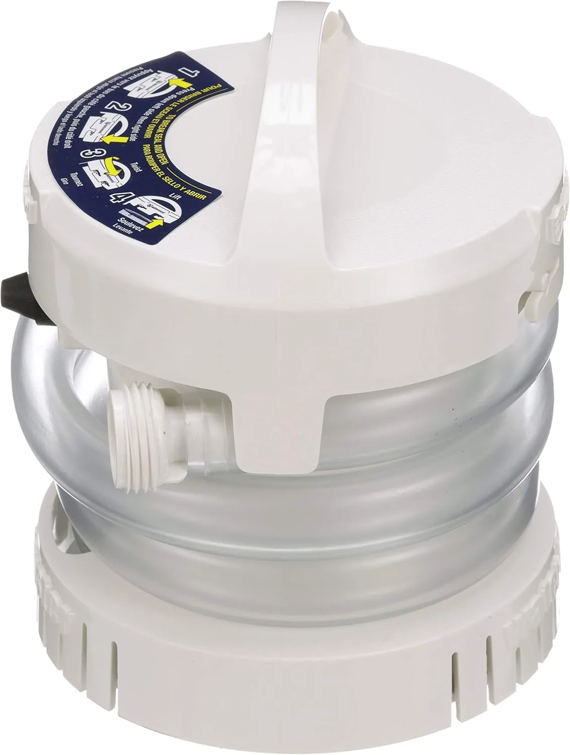 Attwood 4140-4 WaterBuster® Portable Pump, Submersible, Battery Powered, 200 GPH, 42-Inch Hose, 5 ¼-Inch Diameter One Size
