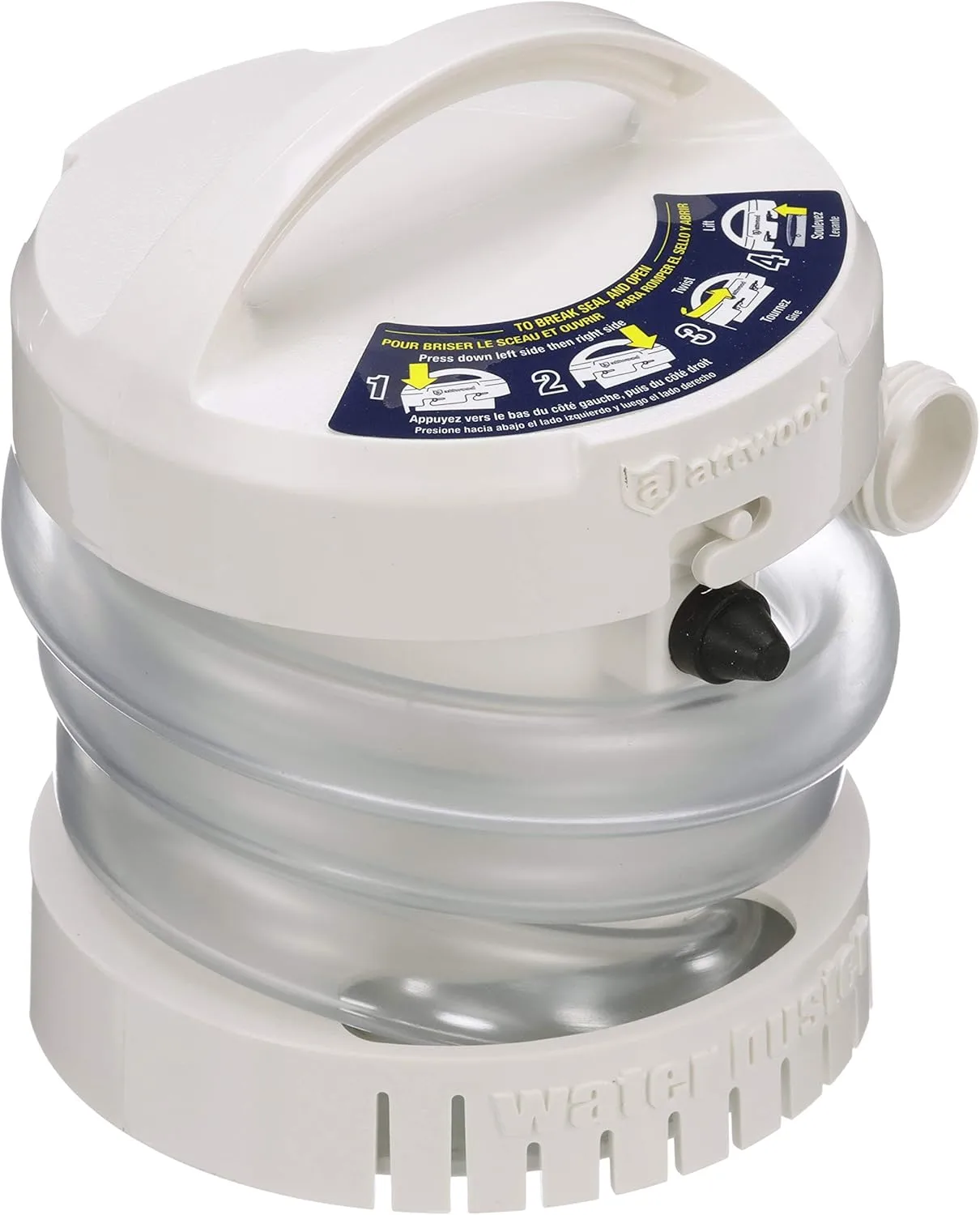 Attwood 4140-4 WaterBuster® Portable Pump, Submersible, Battery Powered, 200 GPH, 42-Inch Hose, 5 ¼-Inch Diameter One Size