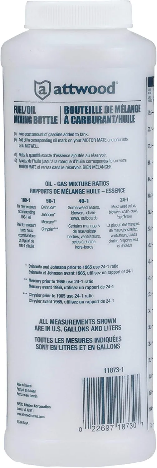 Attwood 11873-1 Wide-Mouth Marine Fuel/Oil Quart