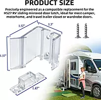 2-Pack Universal RV Sliding Mirrored Door Latch H527 – Clear Plastic with Screws