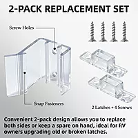 2-Pack Universal RV Sliding Mirrored Door Latch H527 – Clear Plastic with Screws