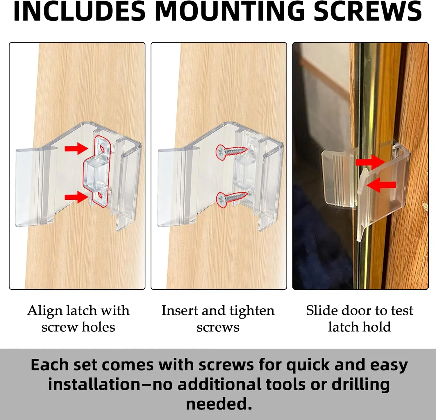 2-Pack Universal RV Sliding Mirrored Door Latch H527 – Clear Plastic with Screws