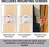 2-Pack Universal RV Sliding Mirrored Door Latch H527 – Clear Plastic with Screws