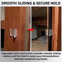 2-Pack Universal RV Sliding Mirrored Door Latch H527 – Clear Plastic with Screws