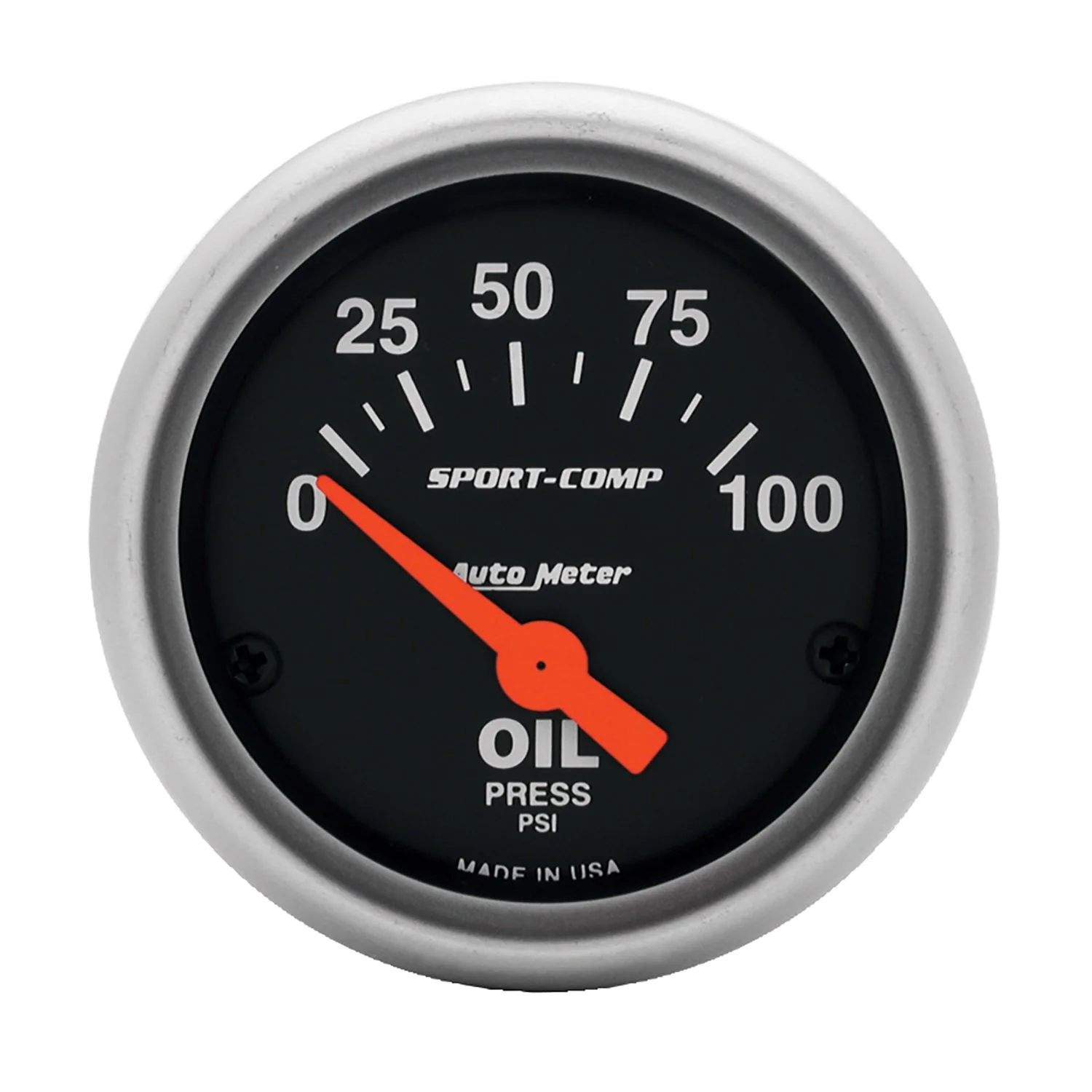 Auto Meter 3327 Sport-Comp Electric Oil Pressure Gauge, 2-1/16" (52.4mm)