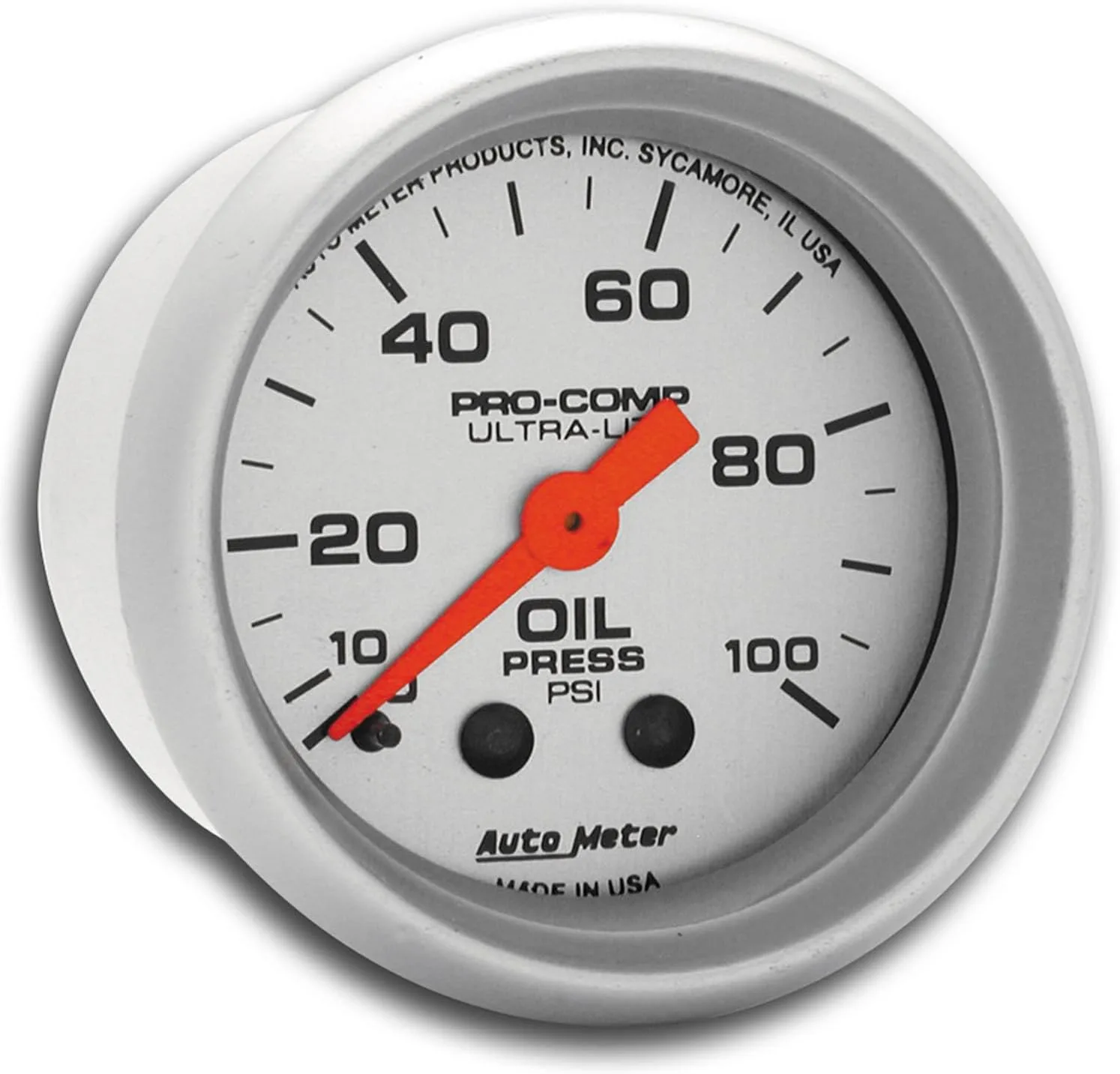 Auto Meter 4321 Ultra-Lite Mechanical Oil Pressure Gauge, Regular, 2.3125 in.