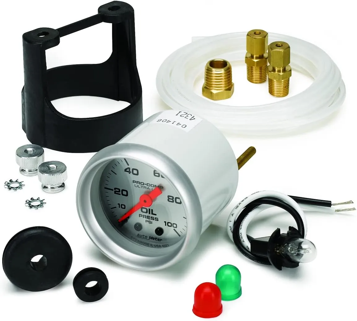 Auto Meter 4321 Ultra-Lite Mechanical Oil Pressure Gauge, Regular, 2.3125 in.