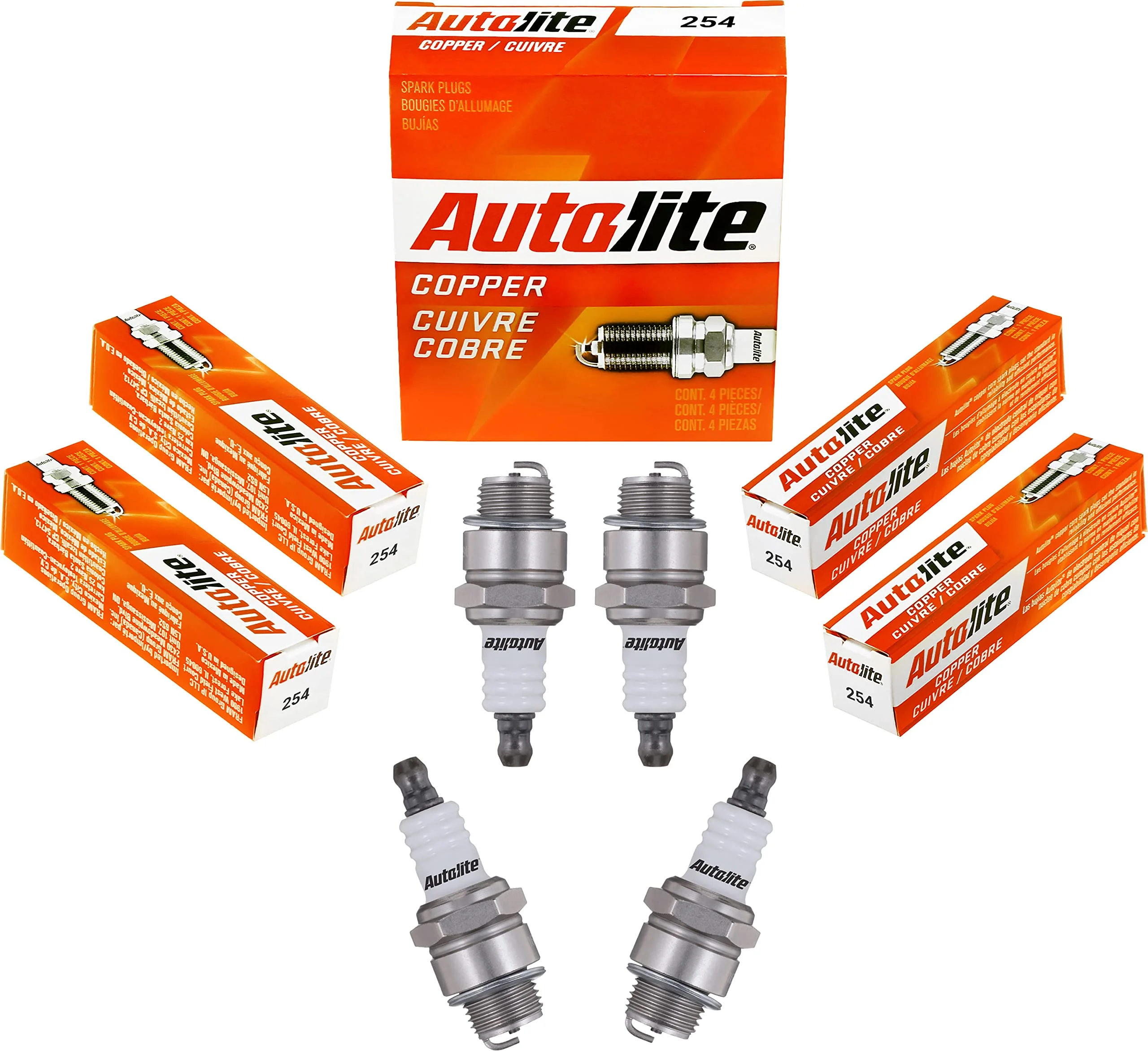 Autolite 254 Copper Non-Resistor Automotive Replacement Spark Plugs (4 Pack)