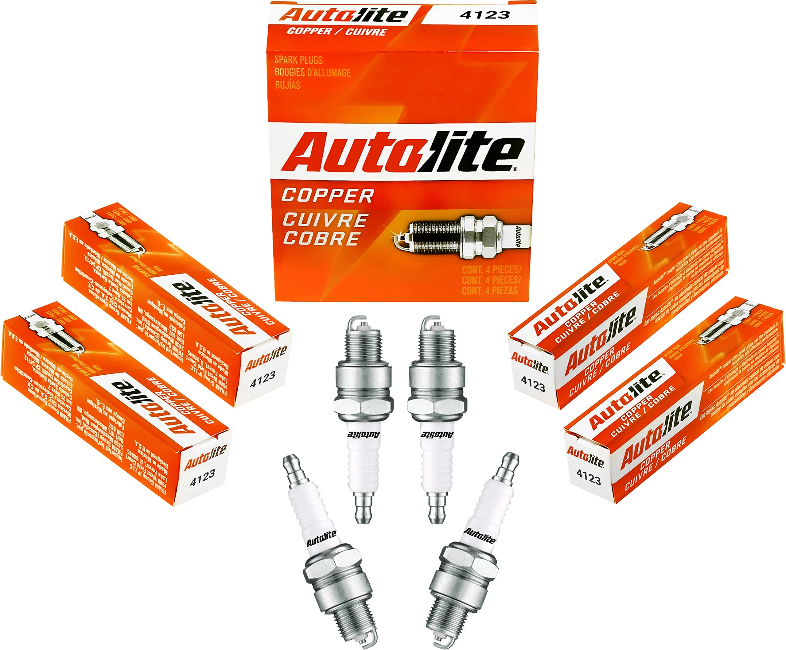 Autolite 4123 Copper Resistor Automotive Replacement Spark Plugs (4 Pack)