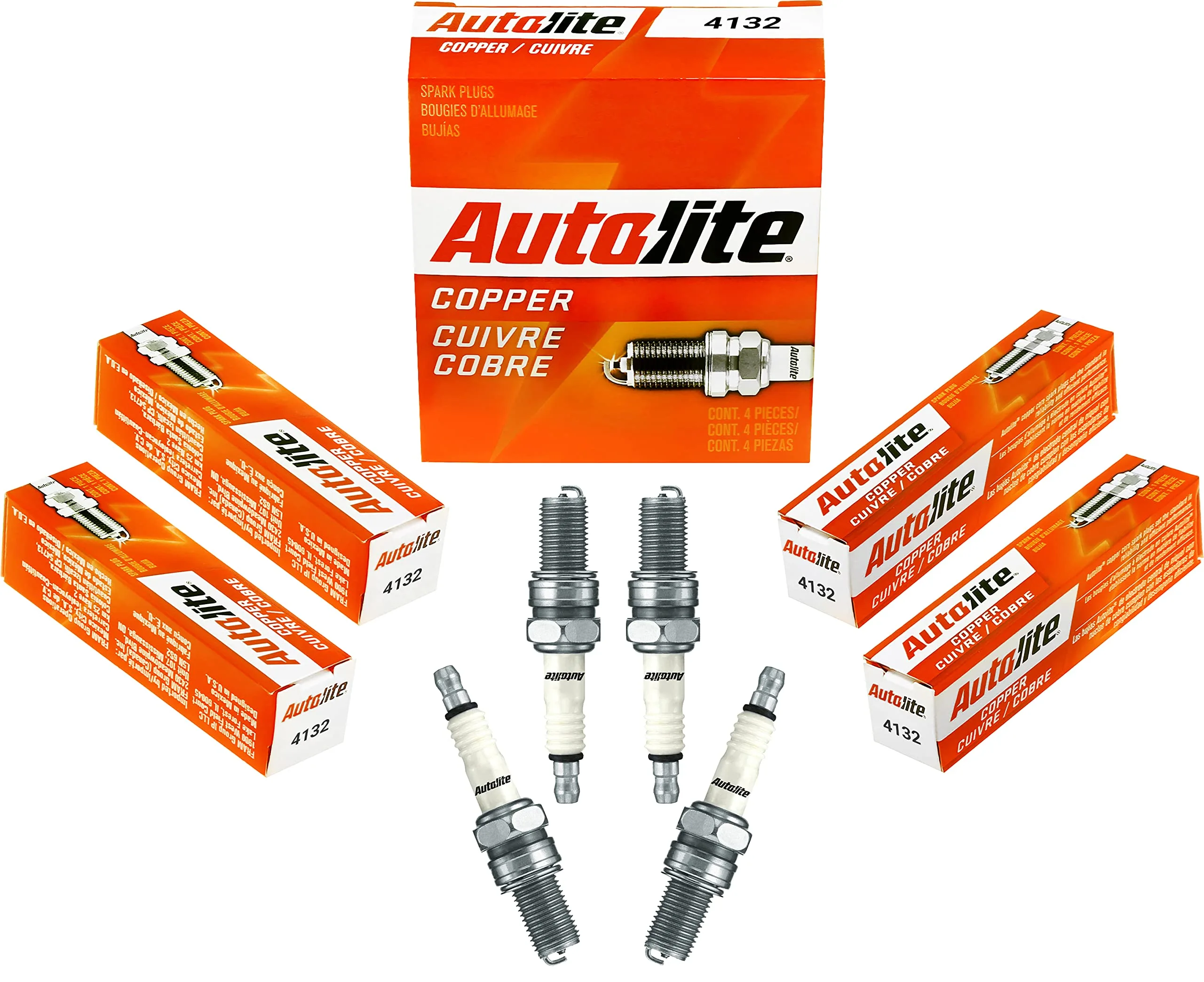 Autolite 4132 Copper Non-Resistor Automotive Replacement Spark Plugs (4 Pack)