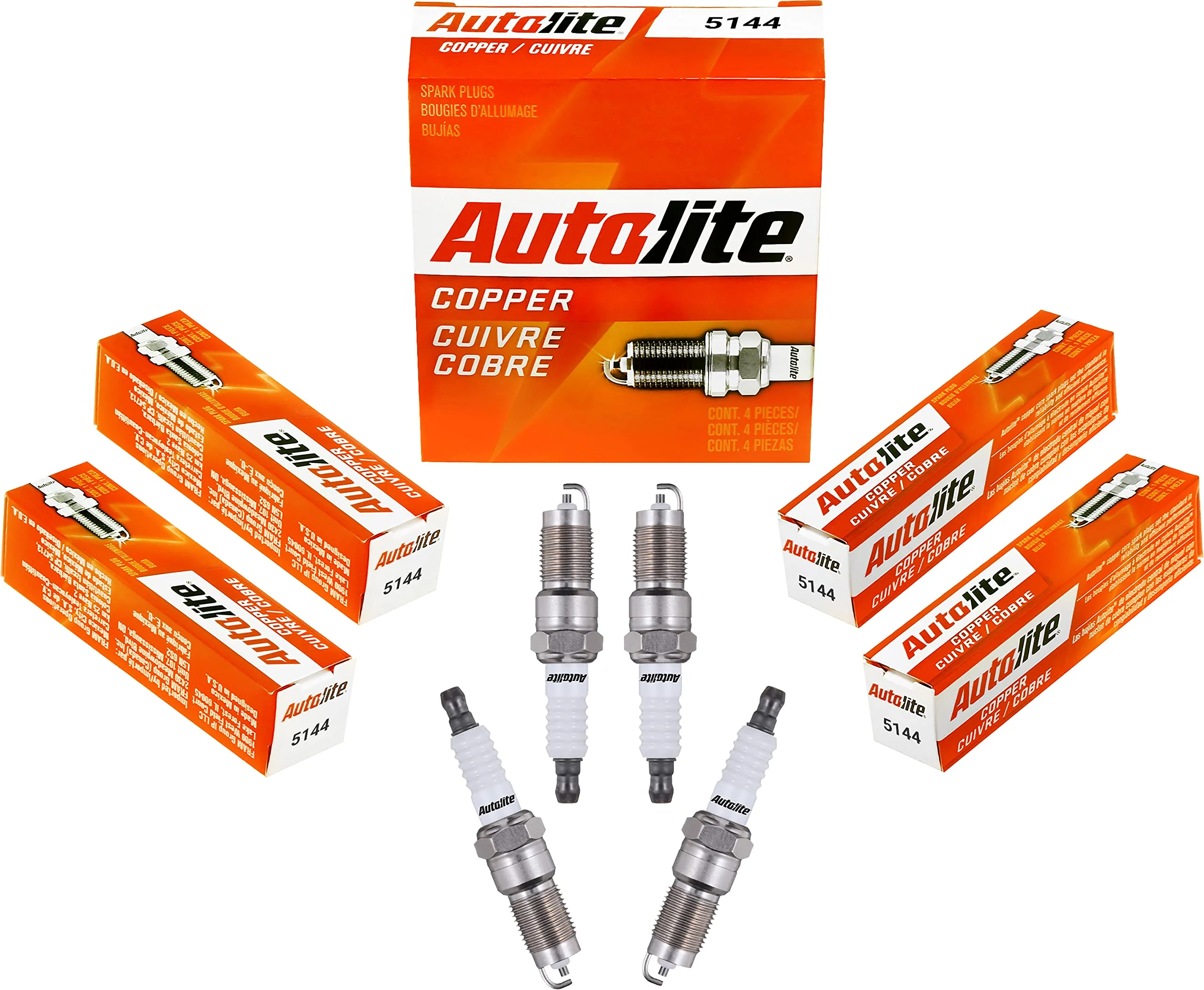 Autolite 5144 Copper Resistor Automotive Replacement Spark Plugs (4 Pack)